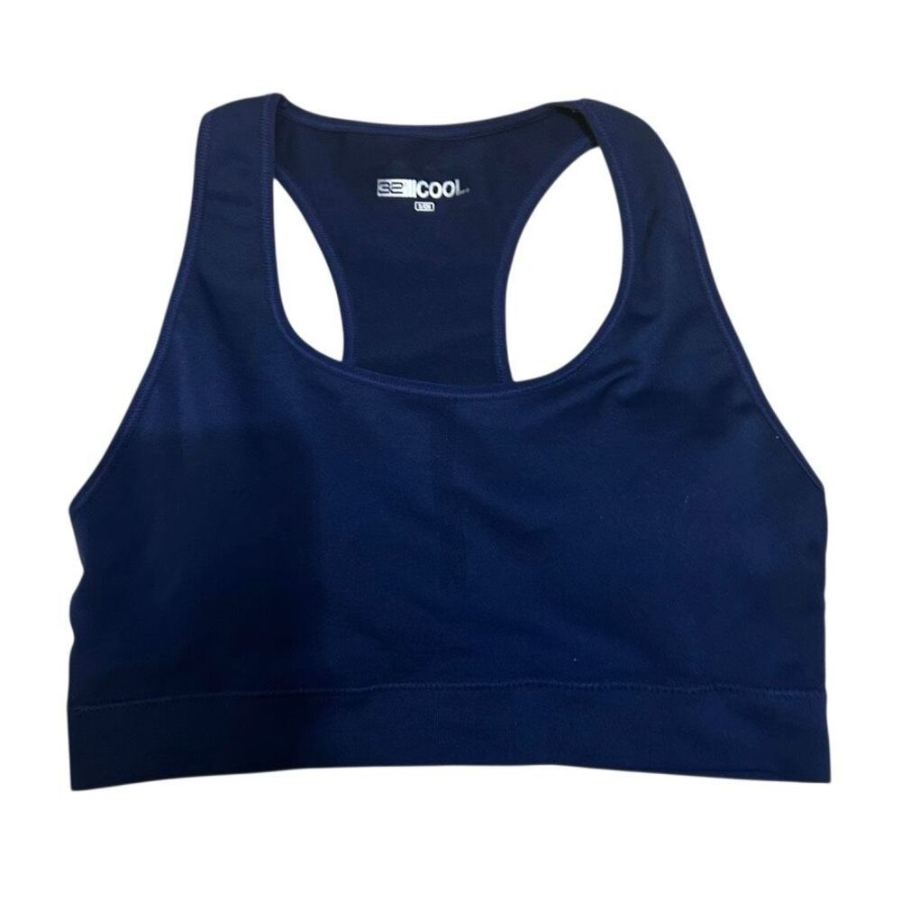NWT 32 Degrees Cool Seamless Sports Bra Women's Small Navy Scoop Neck Racerback
